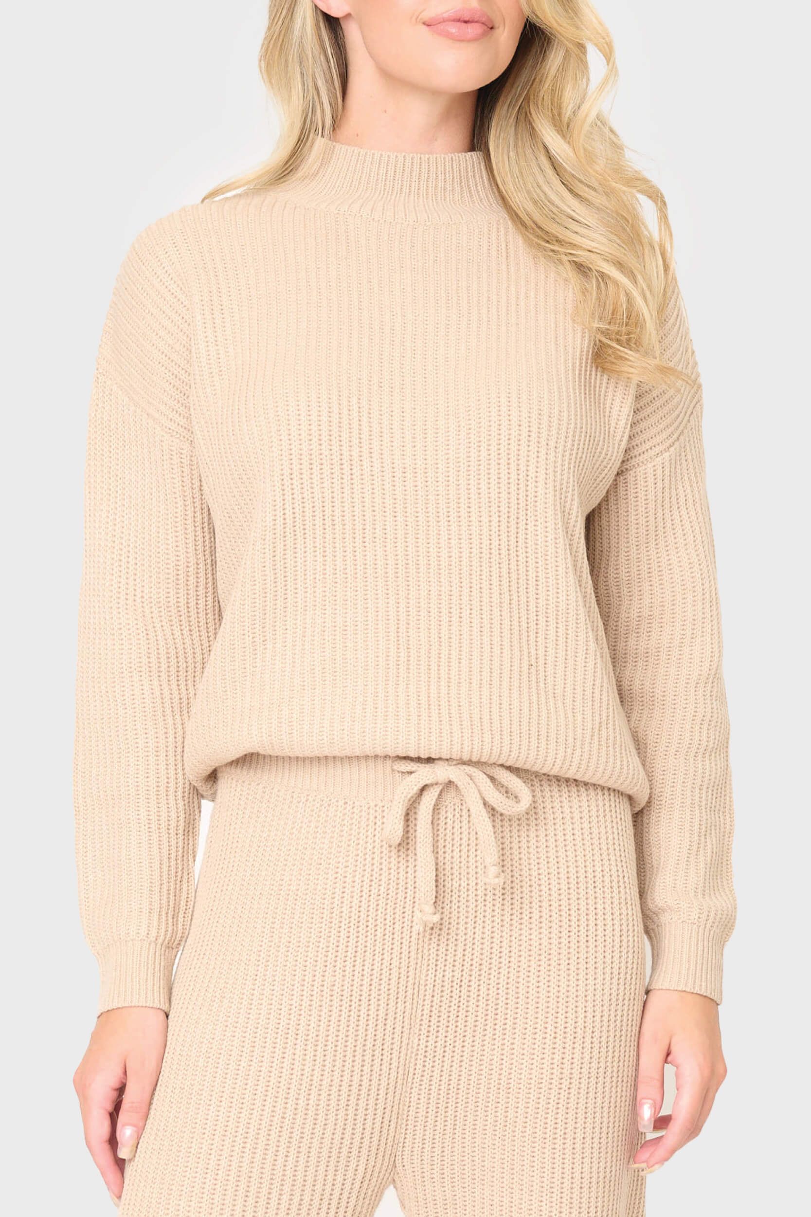 Funnel Neck Long Sleeve Cozy Ribbed Sweater | Gibson