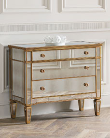 Amelie Mirrored Three-Drawer Chest | Horchow