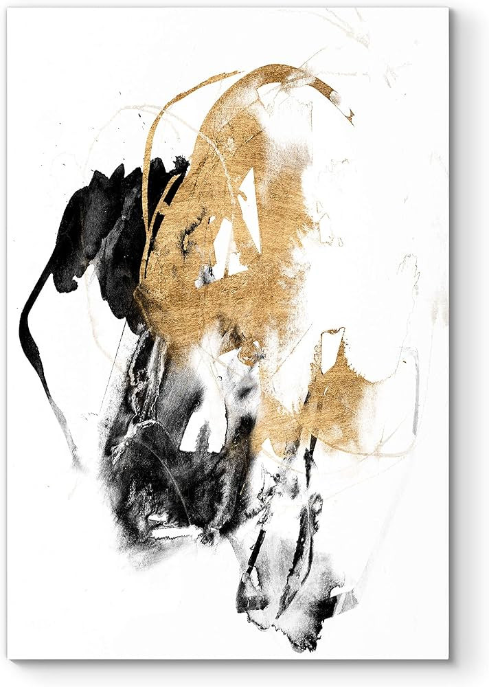 Renditions Gallery-Canvas Prints Wall Art-Black & Gold Splash II-Gallery Wrapped-Abstract-Modern-... | Amazon (US)