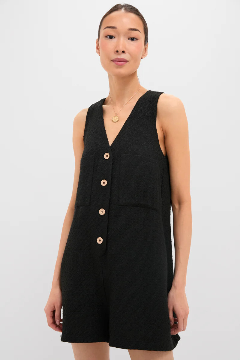 Black Textured Myla Romper | Tuckernuck (US)