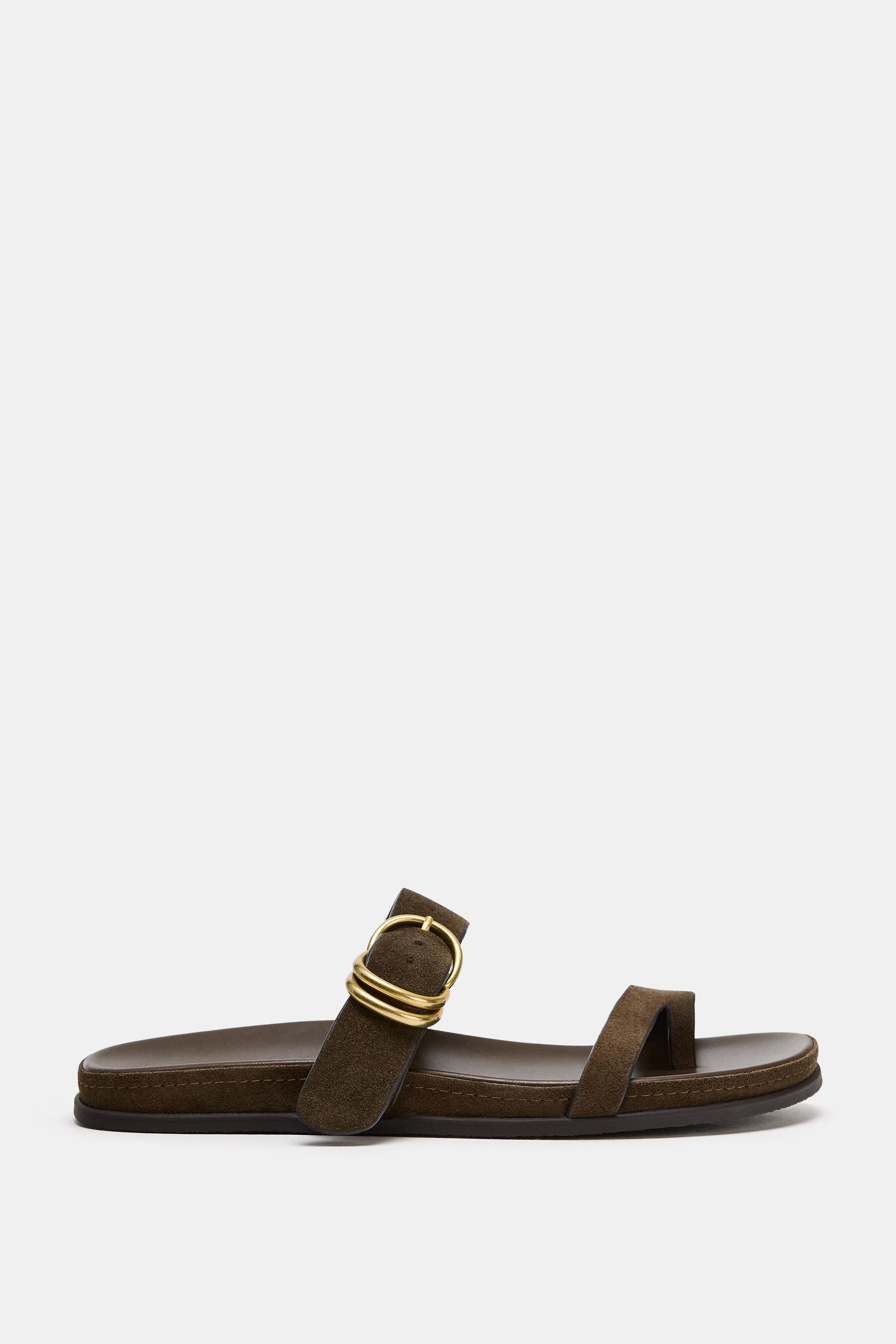 PLATTE SUÈDE SANDALEN | Zara US