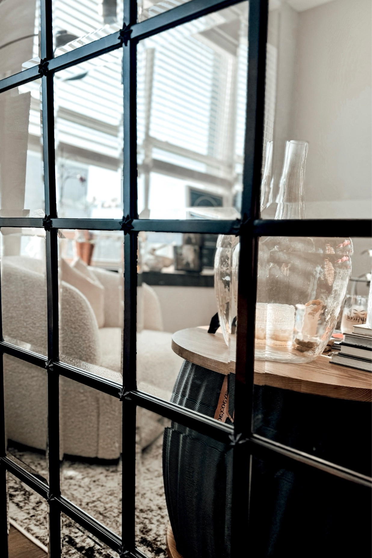 Multi-panel mirror from Pottery Barn. Bouclé swivel chair from Goop. Neutral home  

#LTKSeasonal #LTKstyletip #LTKhome
