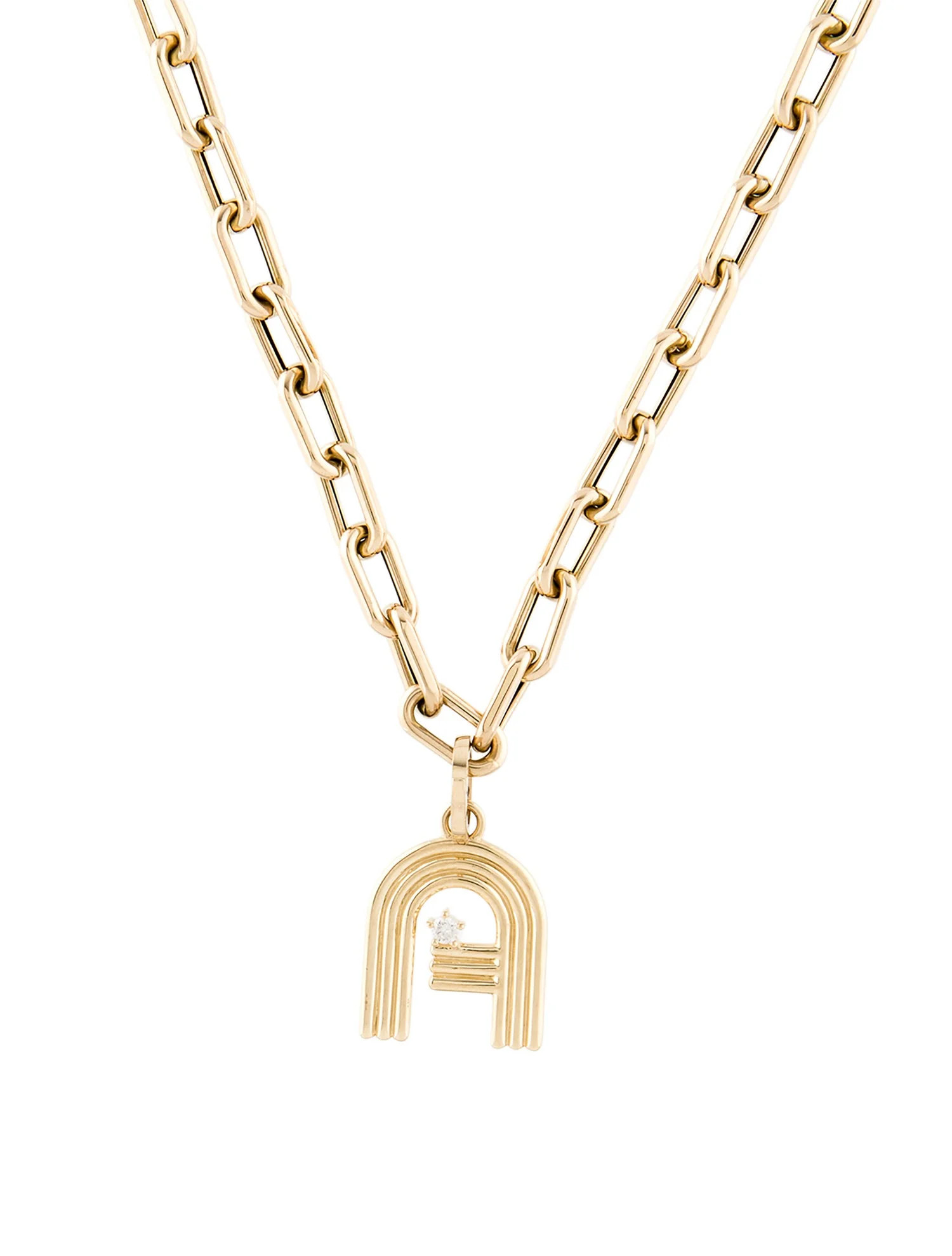 14K Diamond Groovy 'A' Initial Italian Chain Pendant Necklace | The RealReal