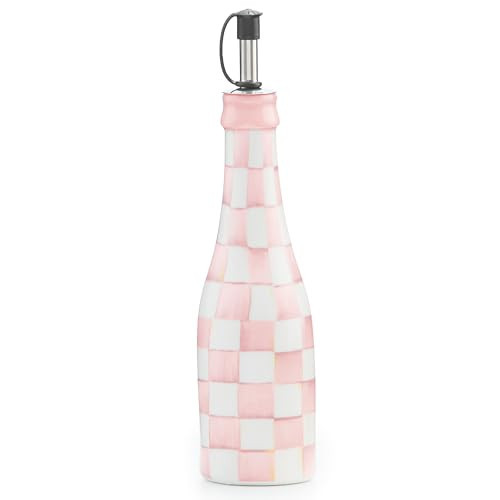 MACKENZIE-CHILDS Ceramic Farmhouse Oil Cruet, Ceramic Oil-Dispenser Bottle, Pink-and-White Rosy Check | Amazon (US)