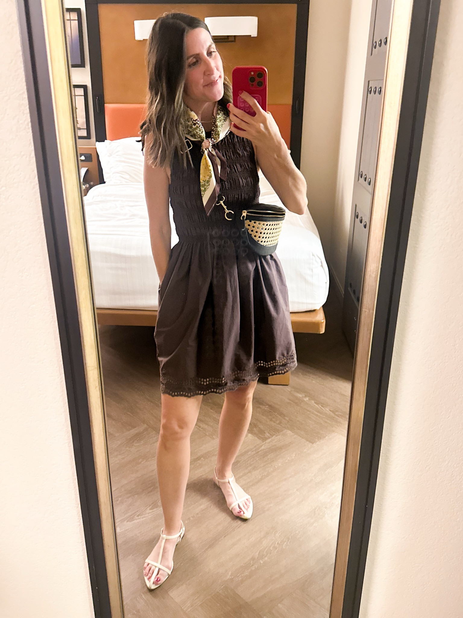 Madewell Dress 
Neck Scarf - Mango Scarf 
Amazon sandals 
(Old Target Crossbody) 

#LTKxMadewell #LTKOver40 #LTKWorkwear