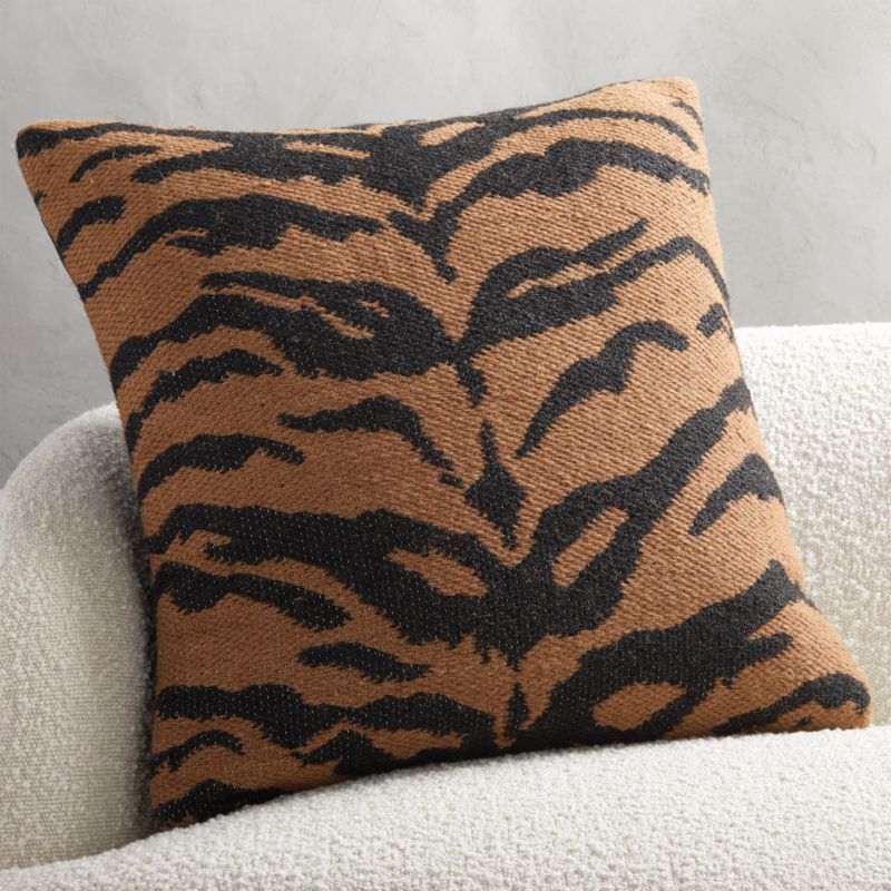 23" Jacquard Tiger Pillow with Down-Alternative Insert + Reviews | CB2 | CB2