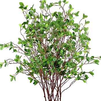 AUSTOR 9 Packs 45" Artificial Ficus Stems Faux Green Stems Ficus Branches Leaf Stem Fake Green Bu... | Amazon (US)