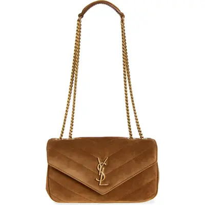 Saint Laurent Small Loulou Suede Chain Shoulder Bag in Caramel Cognac at Nordstrom | Nordstrom