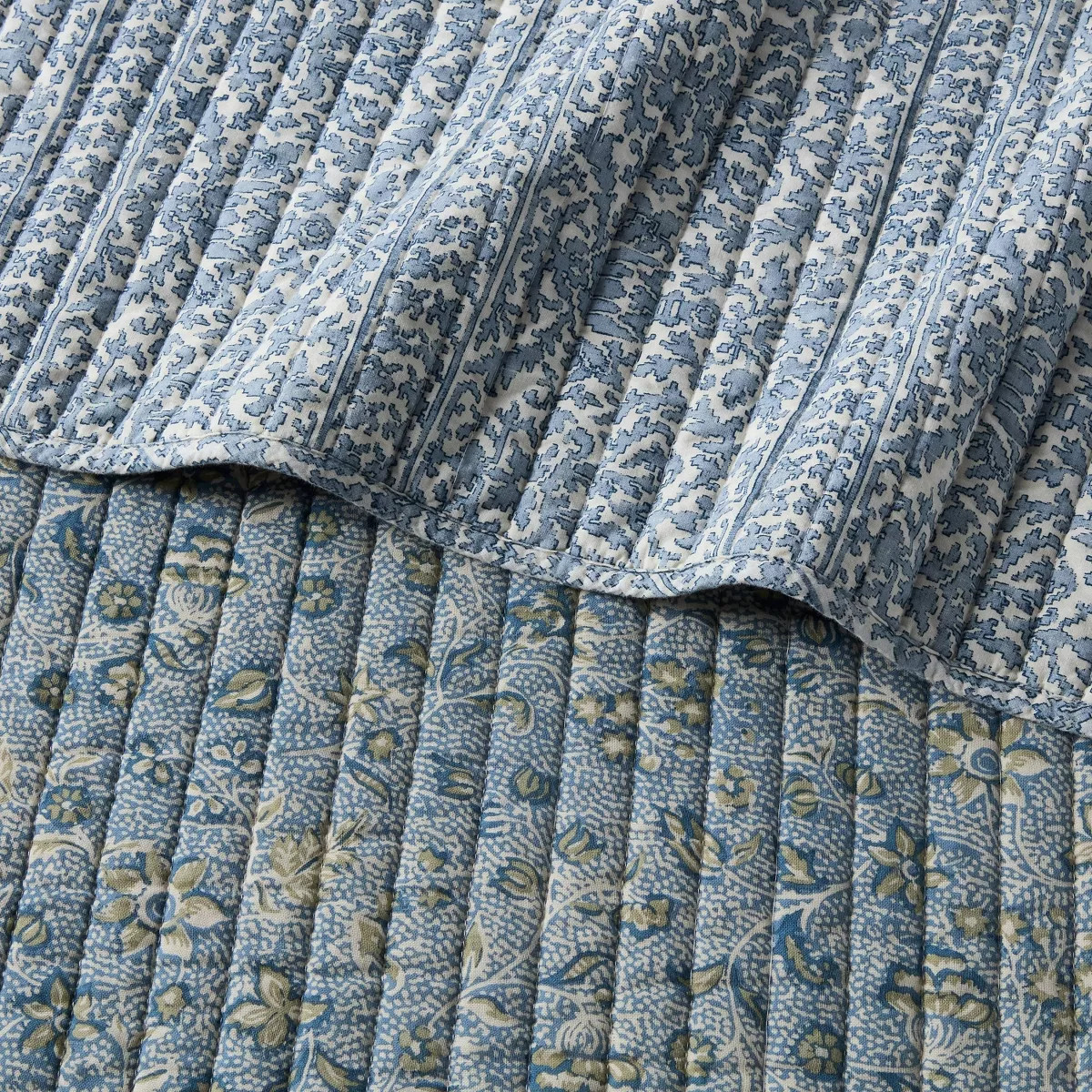 King Printed Floral Gauze Reversible Quilt Blue - Threshold\u2122 | Target