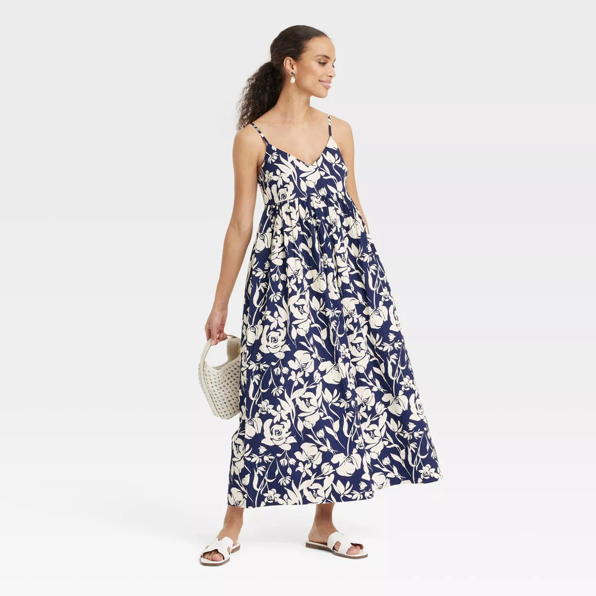 Women's Seersucker Maxi A-Line Dress - A New Day™ White M | Target