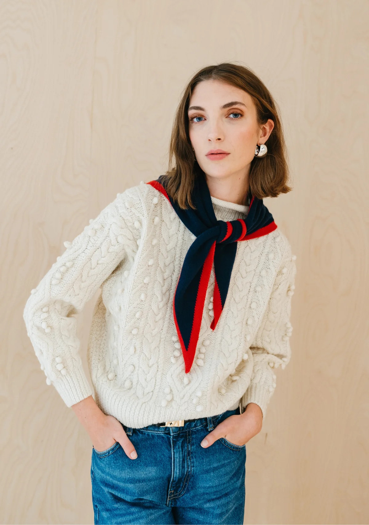 Merino Triangle Scarf in Navy & Red | The Tartan Blanket Co.