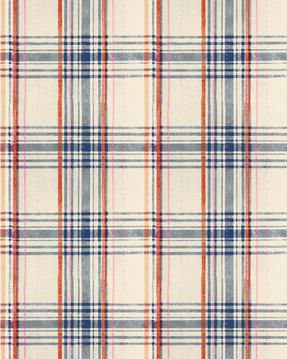 Mindthegap Seaport Plaid Cream Sundance Villa Wallpaper | DecoratorsBest