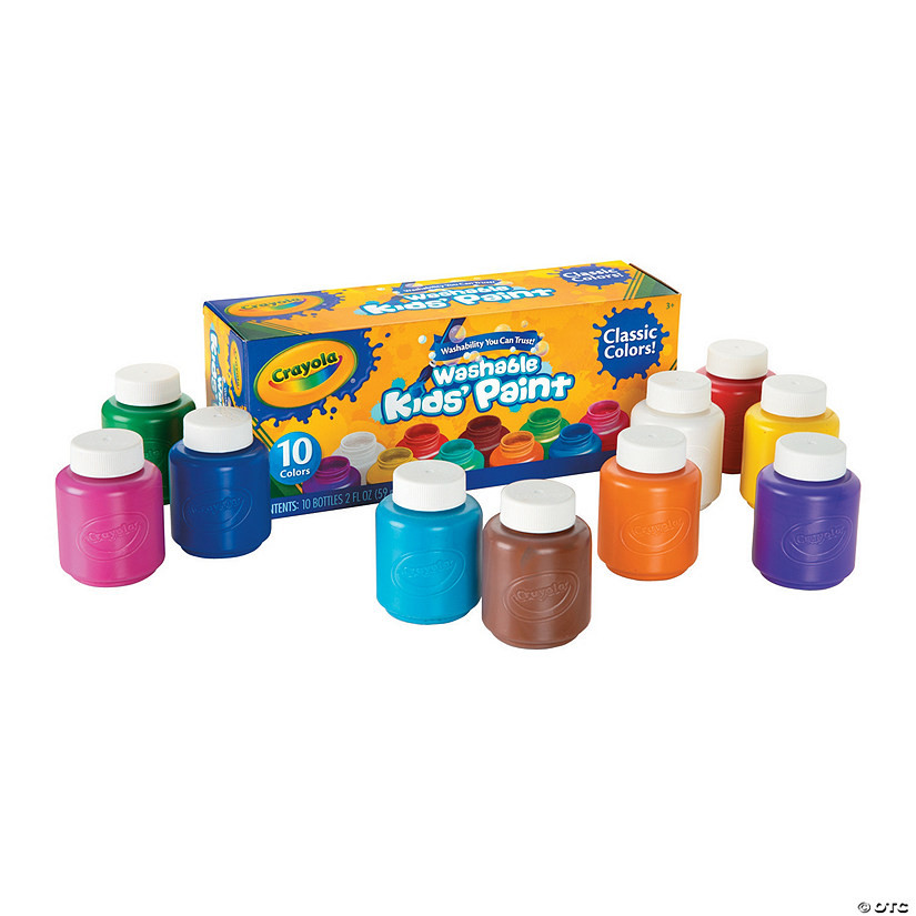2-oz. Crayola® Classic Colors Washable Assorted Colors Kids Paint - Set of 10 | Oriental Trading Company