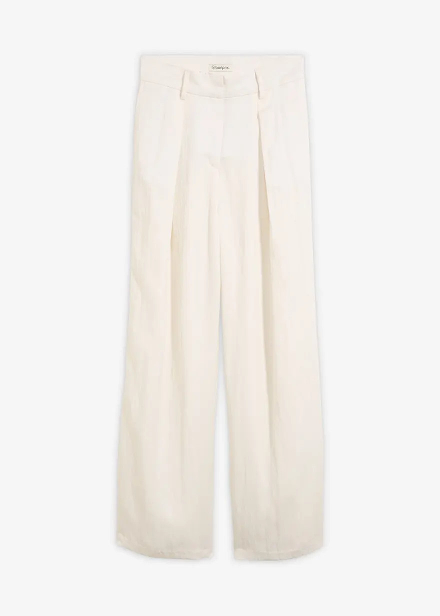locker geschnittene Marlenehose mit B\u00fcgelfalten - wei\u00df | bonprix | Bonprix DE