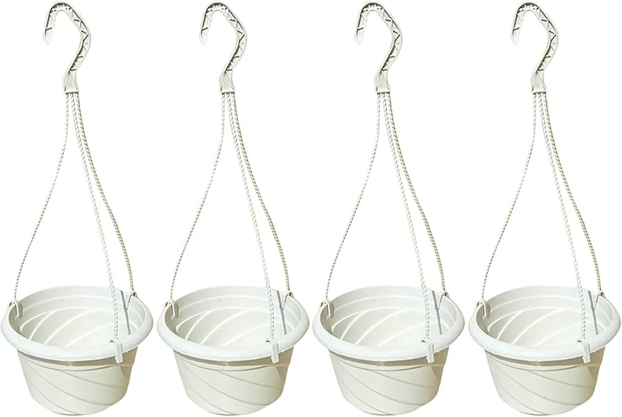 VIDELLY 4 Pieces Plastic Hanging Planters, Flower Plant Basket Pots Chain Holder Garden Decoratio... | Amazon (US)