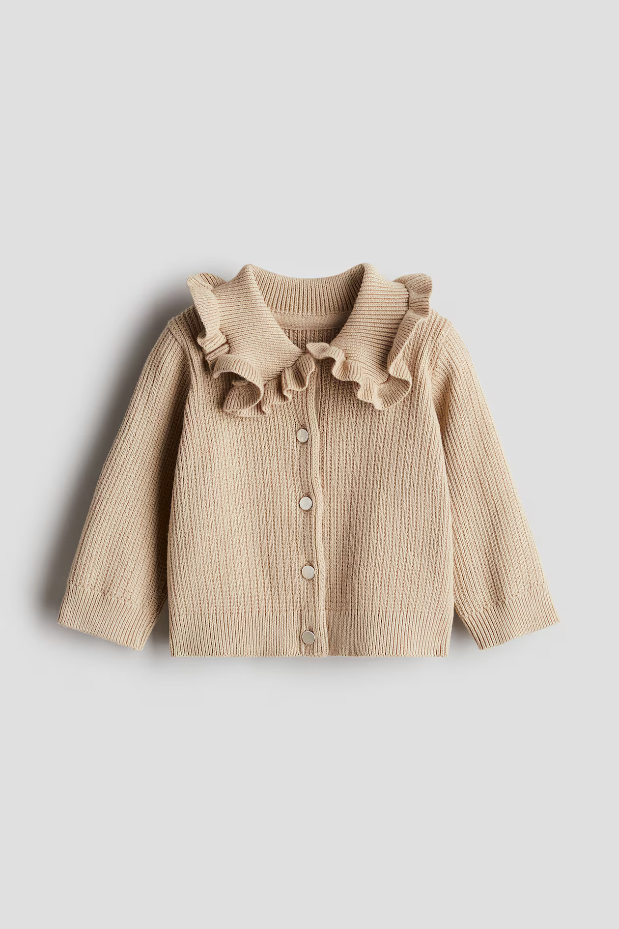 Cardigan with Collar - Long sleeve - Regular length - Beige - Kids | H&M US | H&M (US + CA)