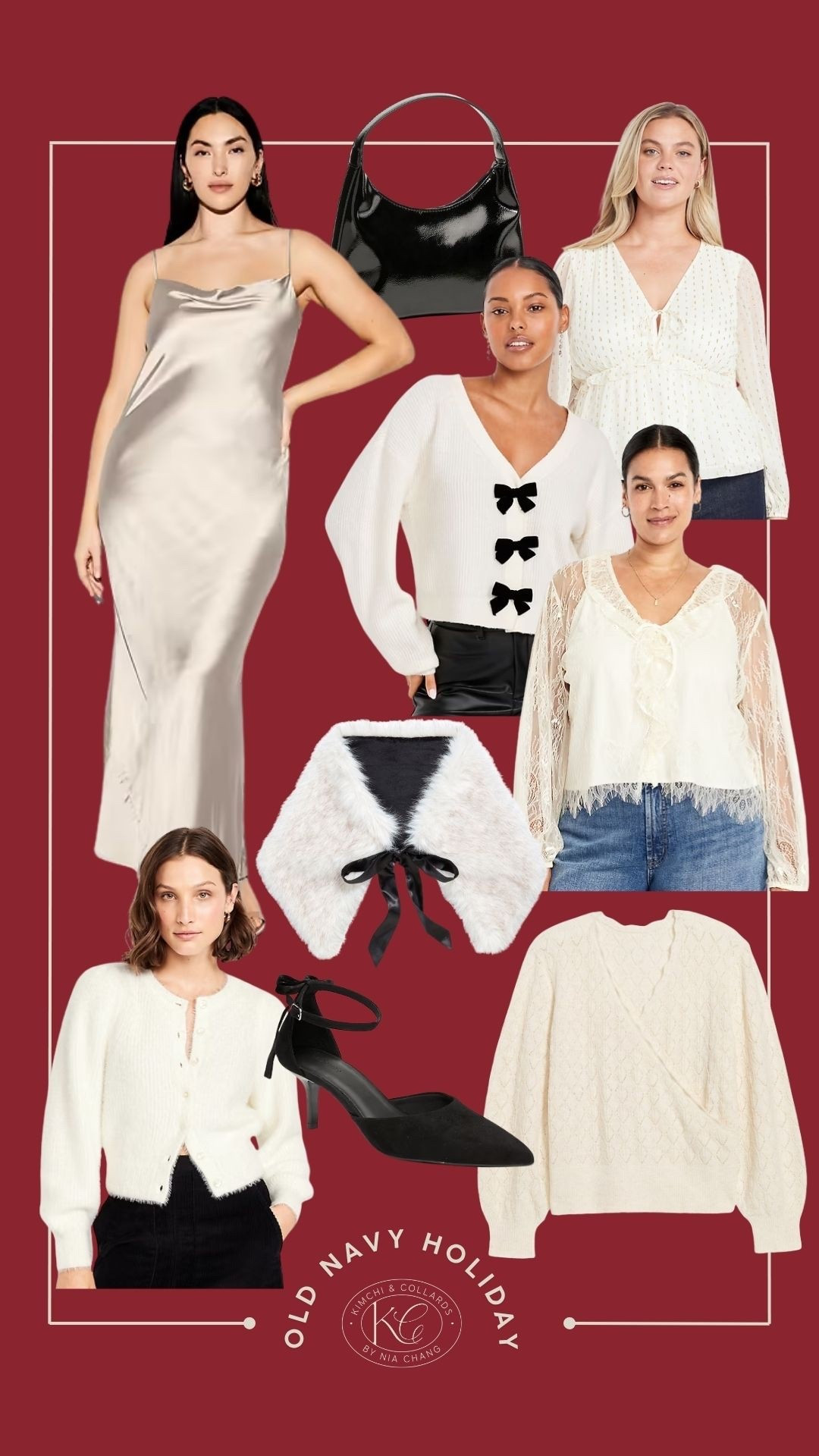 Old Navy holiday style. This faux fur wrap and satin dress are perfect for a holiday party. 

#LTKStyleTip #LTKHoliday #LTKSeasonal