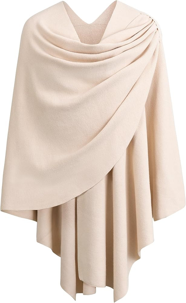 PULI Womens Large Cross Front Poncho Sweater Wrap Topper Knitted Elegant Shawls Cape for Fall Win... | Amazon (US)