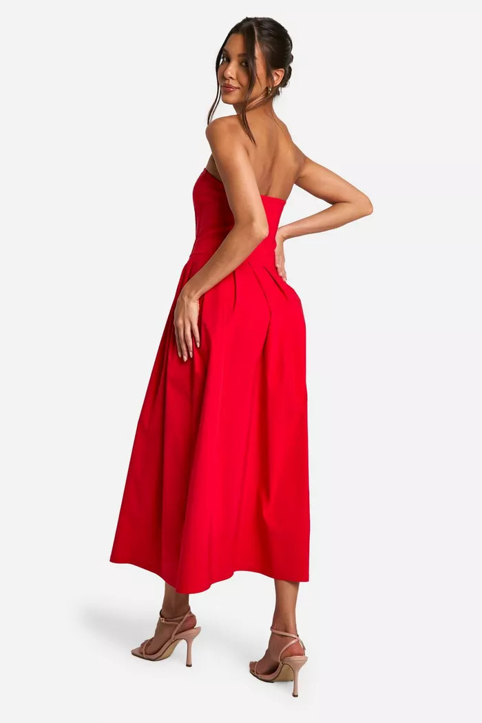 Bengaline Corset Skater Midaxi Dress | Boohoo.com (UK & IE)
