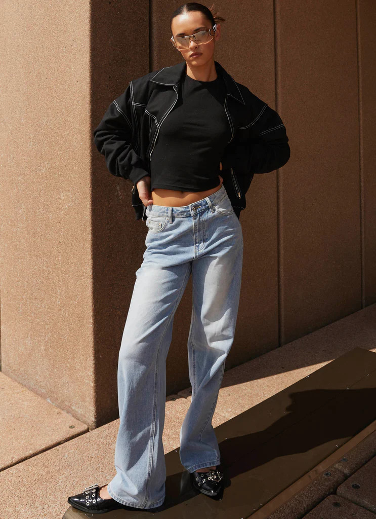 Keanna Low Rise Denim Jeans - Light Blue | Peppermayo (Global)