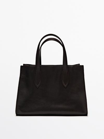 Split suede maxi tote bag | Massimo Dutti US