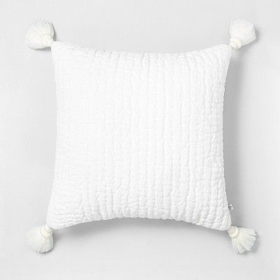 18" x 18" Tassel Throw Pillow Sour Cream - Hearth & Hand™ with Magnolia | Target