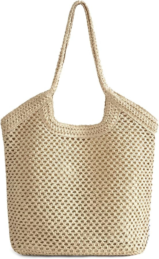 Large Straw Mesh Beach Bag The Tote Shoulder Bag for Women Beach Vacation Essentials Clutch Purse... | Amazon (US)