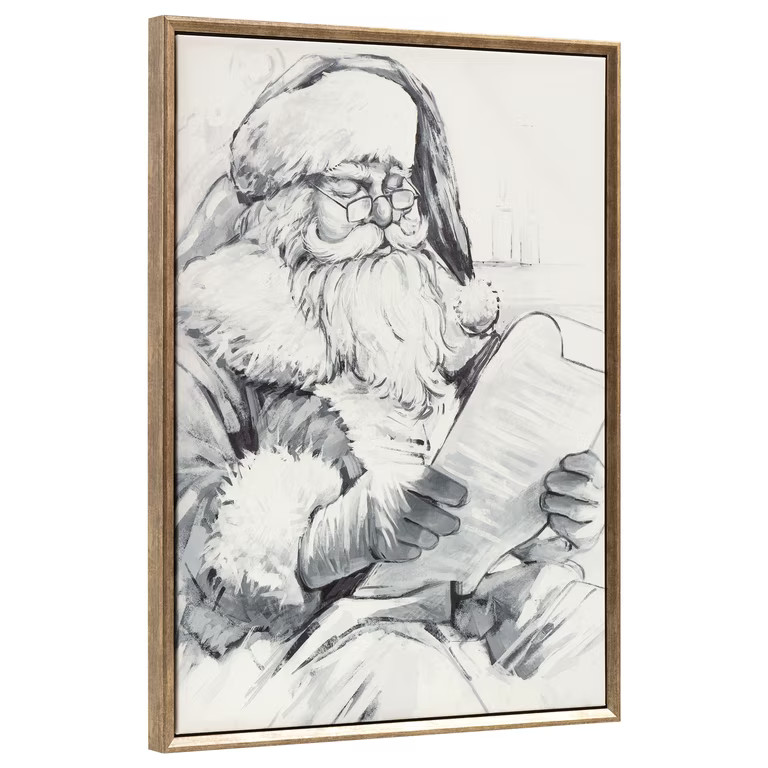 My Texas House B&W Santa Drawing Framed Holiday Wall Art 30x40 | Walmart (US)
