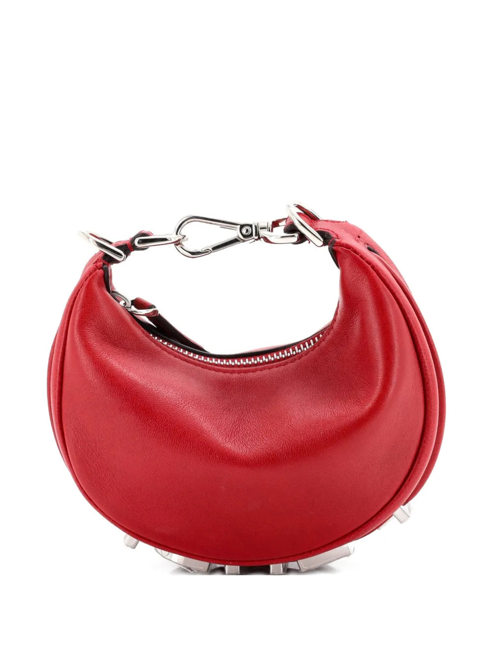 Fendi Pre-Owned Fendigraphy Bag Leather Nano hobo bag - Red | Farfetch Global