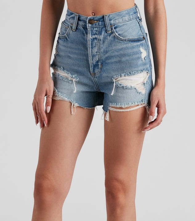Reese High Rise Destructed Denim Shorts By Windsor Denim | Windsor Stores