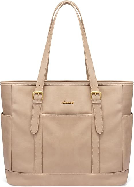 LOVEVOOK Laptop Tote Bag for Women,Vintage Leather Work Tote Bag for Women, 15.6 Inch Computer Br... | Amazon (US)