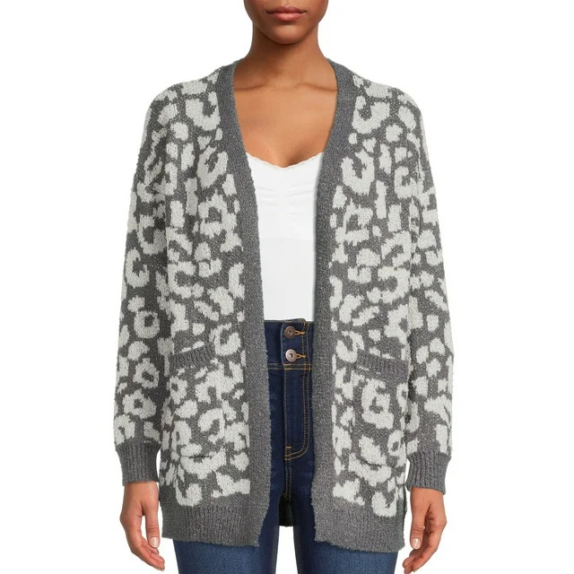 Dreamers by Debut Women's Open Front Print Cardigan Sweater, Midweight | Walmart (US)