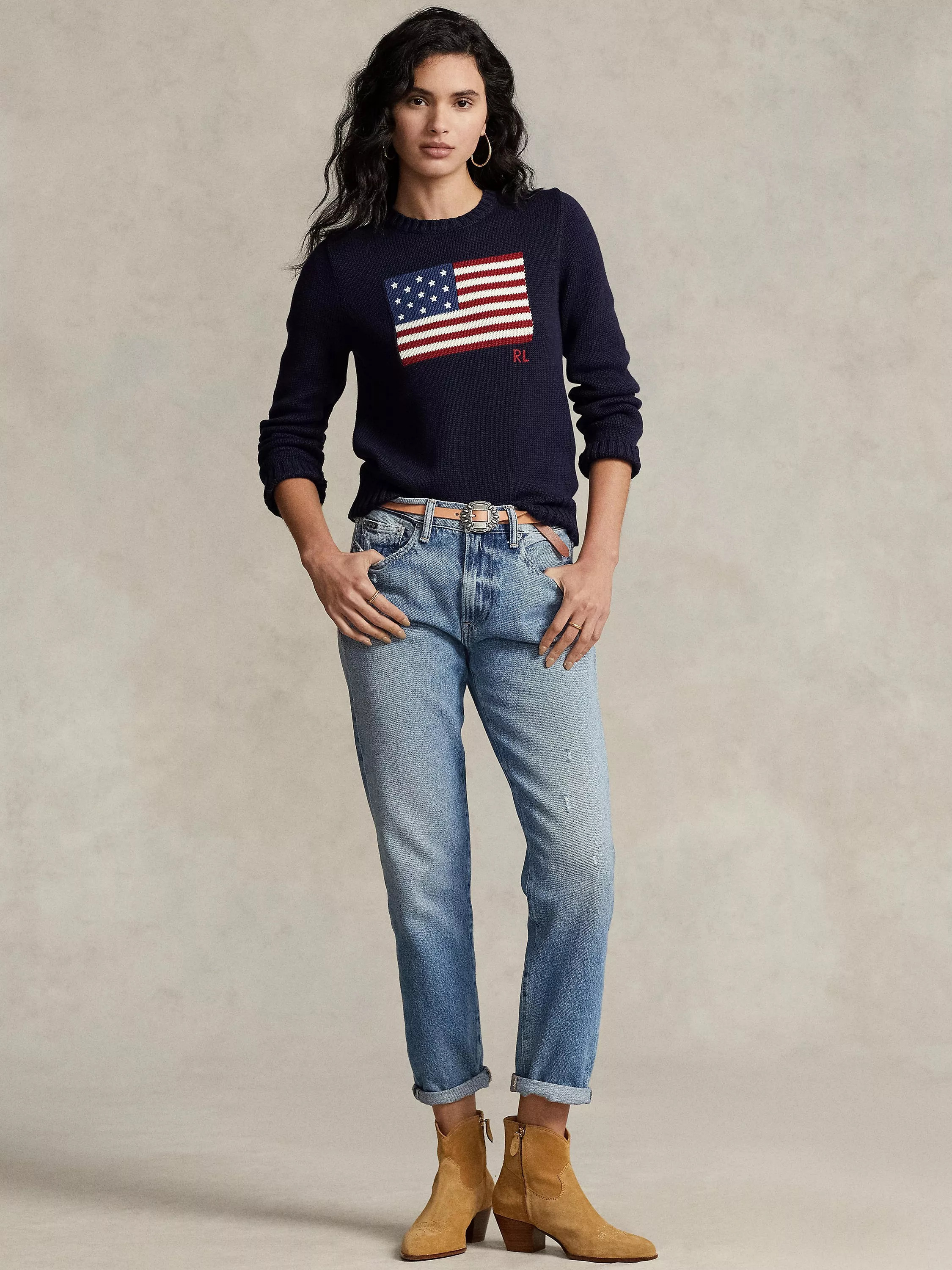 Polo Ralph Lauren American Flag Jumper, Navy | John Lewis (UK)