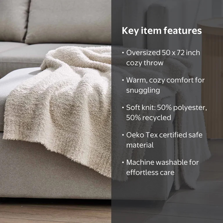 Better Homes & Gardens Oversized Cozy Knit Couch Throw Blanket, Beige, 50 x 72 in | Walmart (US)