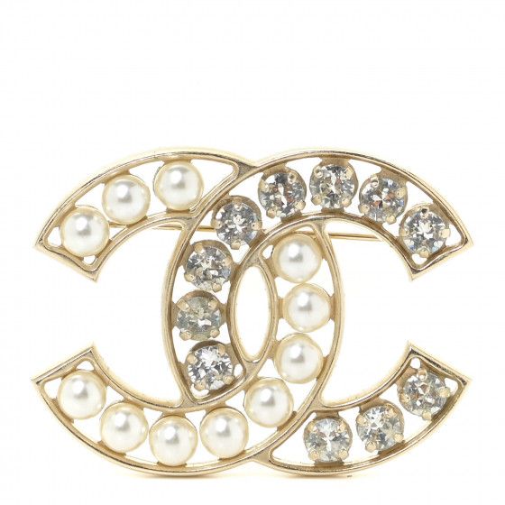 CHANEL

Pearl Crystal CC Brooch Gold Pearly White | Fashionphile