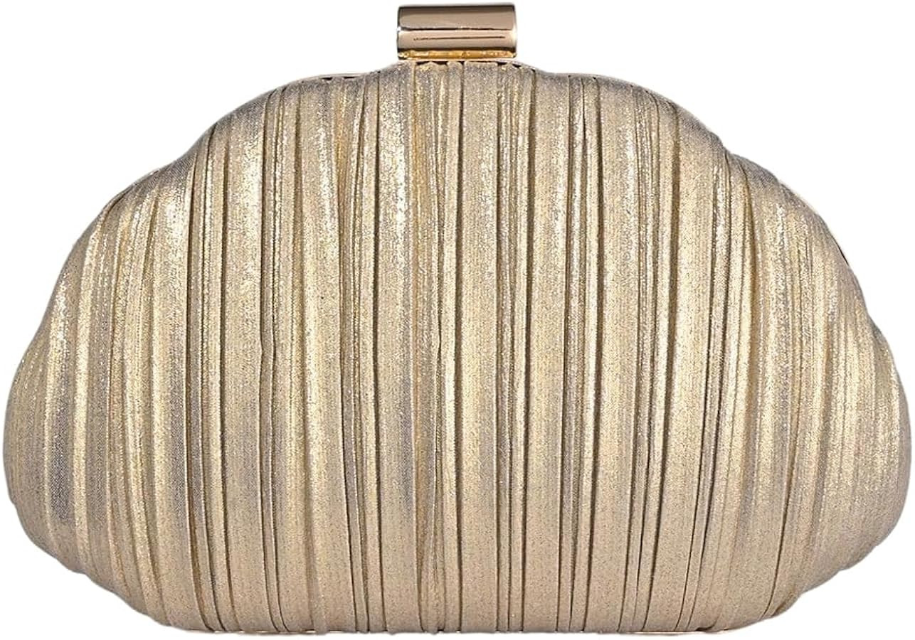 QWINEE Women's Shell Shaped Clutch Purse Ruched Mini Crossbody Bag Elegant Evening Handbag with C... | Amazon (US)
