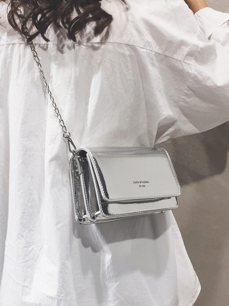 Mini Metallic Letter Graphic Flap Square Bag | SHEIN