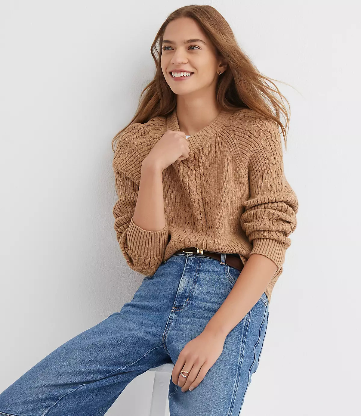 Ribbed Cable Sweater | LOFT