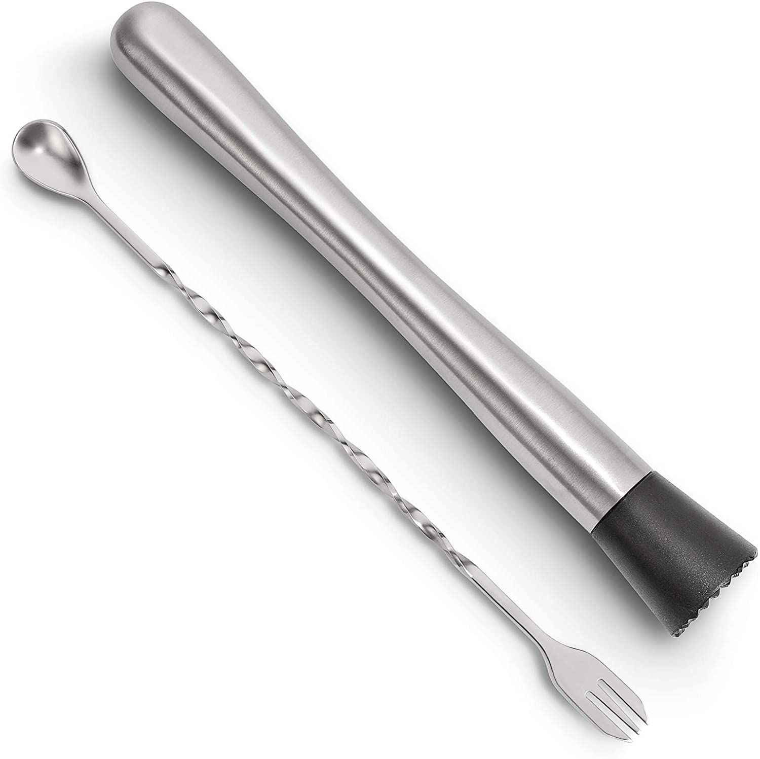 Hiware 10 Inch Stainless Steel Cocktail Muddler and Mixing Spoon Home Bar Tool Set - Create Delic... | Amazon (US)