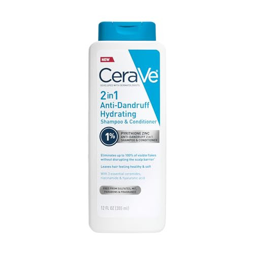 CeraVe 2 In 1 Hydrating Anti Dandruff Shampoo And Conditioner, 1% Pyrithione Zinc Dandruff Treatment, Color Safe & Sulfate Free Shampoo And Conditioner, Helps Eliminate Dandruff & Relieve Itchy Scalp | Amazon (US)