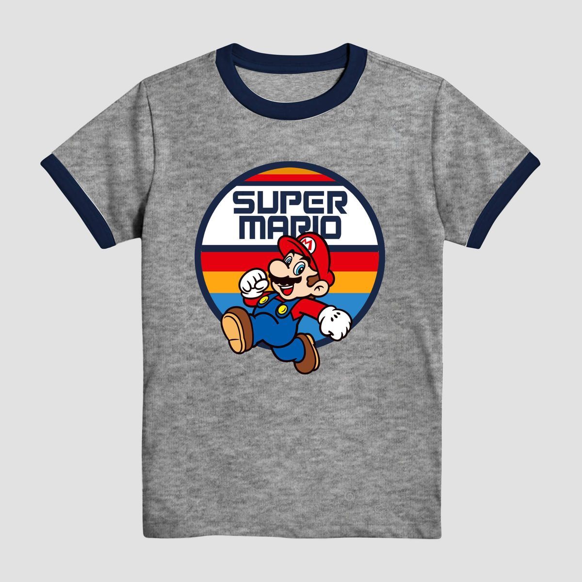 Boys' Super Mario Ringer Short Sleeve Graphic T-Shirt - Heather Gray | Target