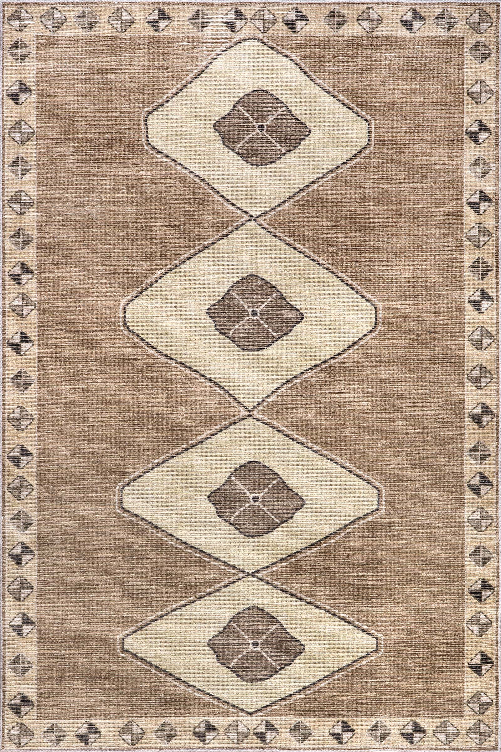 Color: Light BrownFennel Diamond Washable Rug | Light Brown Light Brown swatchShape: RectangleRec... | Rugs USA