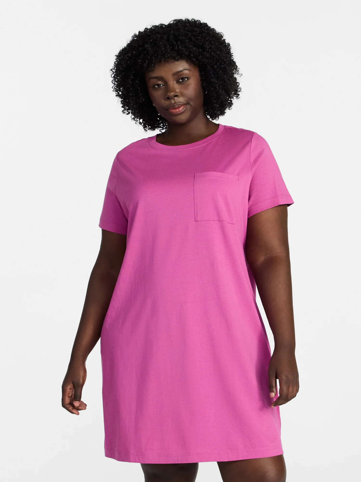 Terra & Sky Women's Plus Size Pocket T-Shirt Dress with Short Sleeves, Sizes 0X-5X | Walmart (US)