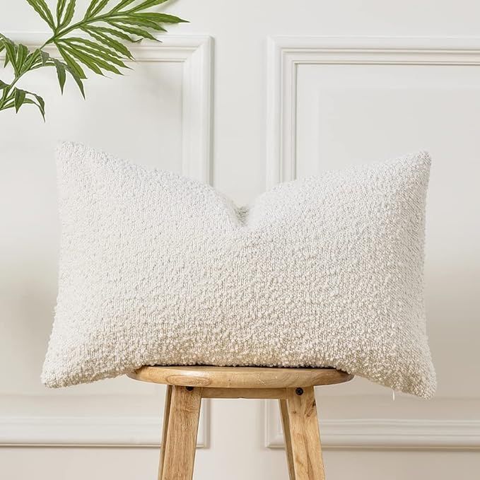 Sunkifover Textured Boucle Pillow Covers 12x20 Inches, Decorative Lumbar Pillows Cover, Neutral P... | Amazon (US)