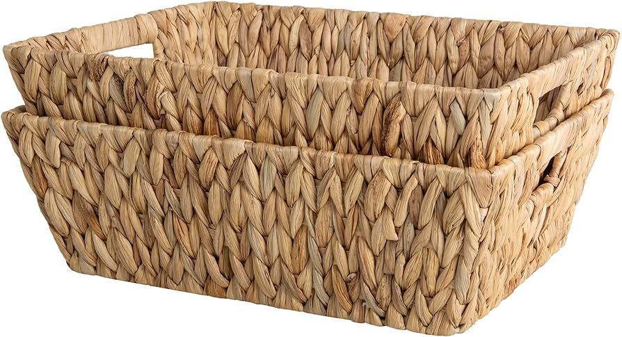 StorageWorks Large Wicker Baskets, Water Hyacinth Baskets for Organizing, Handwoven Storage Baske... | Amazon (US)