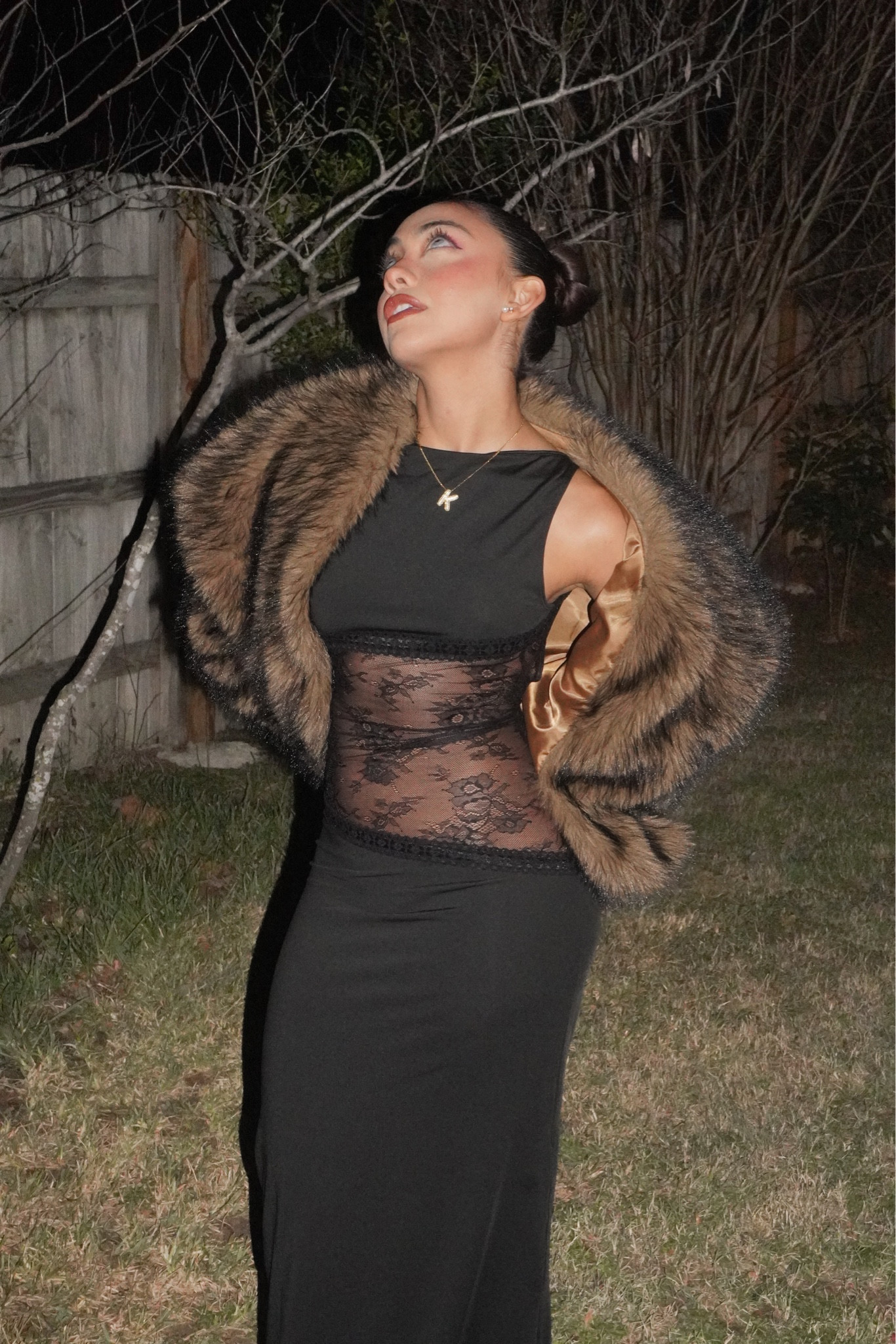 Long black lace dress 

#LTKParties #LTKSeasonal #LTKFindsUnder50