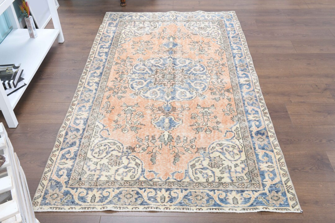 3'7x6'6 ft, ORANGE RUG, TURKISH Rug, Vintage Rug, Handmade Rug, Wool Rug, Oushak Rug, Boho Rug, R... | Etsy (US)