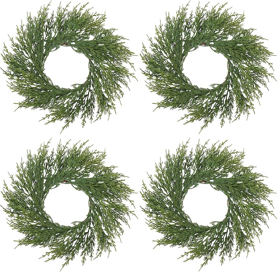 SARO LIFESTYLE Artificial Cypress Wreath - Set of 4, 9.5" x 9.5", Green | Amazon (US)