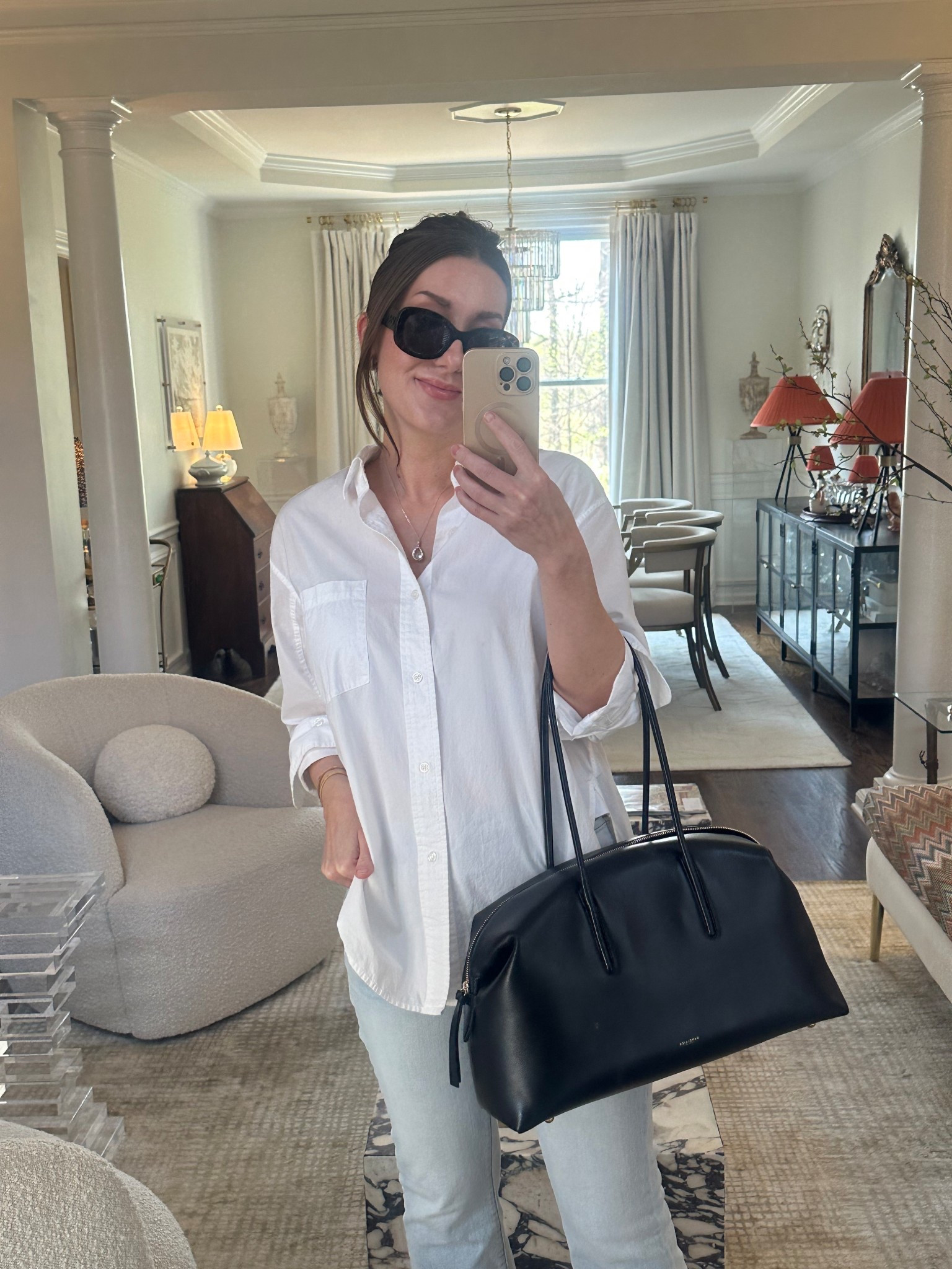 Everyday uniform. The best white button down shirt- truly…. The fit, the versatility. Amazing quality too- I’ve had mine for several years and it just gets better
Medium
Jeans stretchy and tts 

#LTKOver40 #LTKootd