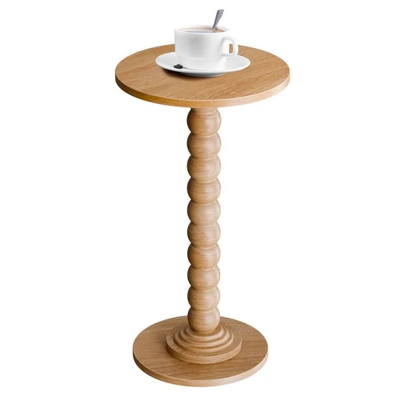 EDX Round Side Table - Solid Wood Leg Small Drink Table for Living Room Bedroom Office,Natural | Walmart (US)